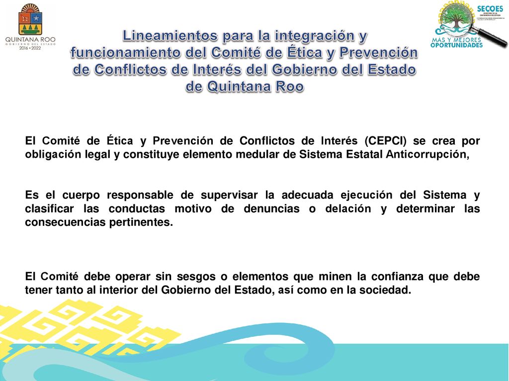 Lineamientos para la integración y funcionamiento del Comité de Ética y Prevención de Conflictos de Interés del Gobierno del Estado de Quintana Roo