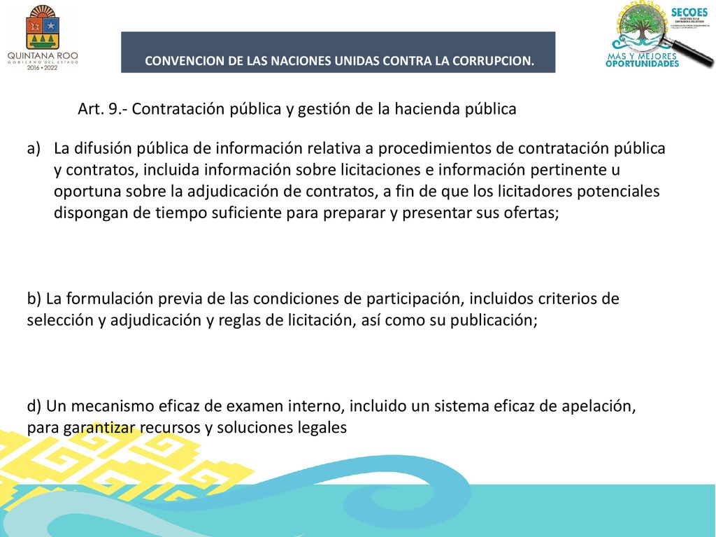 CONVENCION DE LAS NACIONES UNIDAS CONTRA LA CORRUPCION.