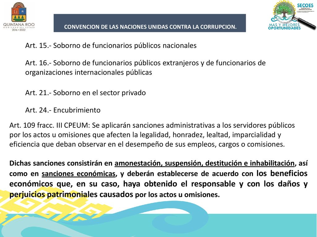 CONVENCION DE LAS NACIONES UNIDAS CONTRA LA CORRUPCION.