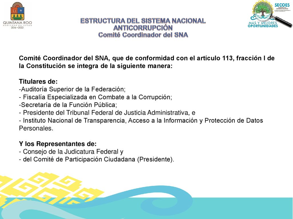 ESTRUCTURA DEL SISTEMA NACIONAL ANTICORRUPCIÓN Comité Coordinador del SNA