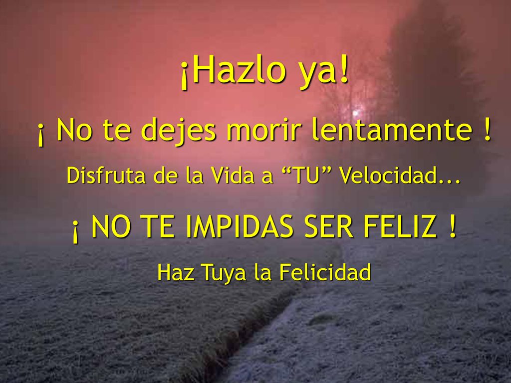 ¡Hazlo ya! ¡ No te dejes morir lentamente !