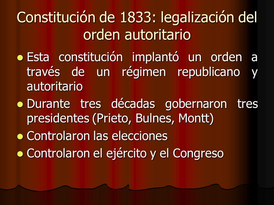Constitución de 1833: legalización del orden autoritario