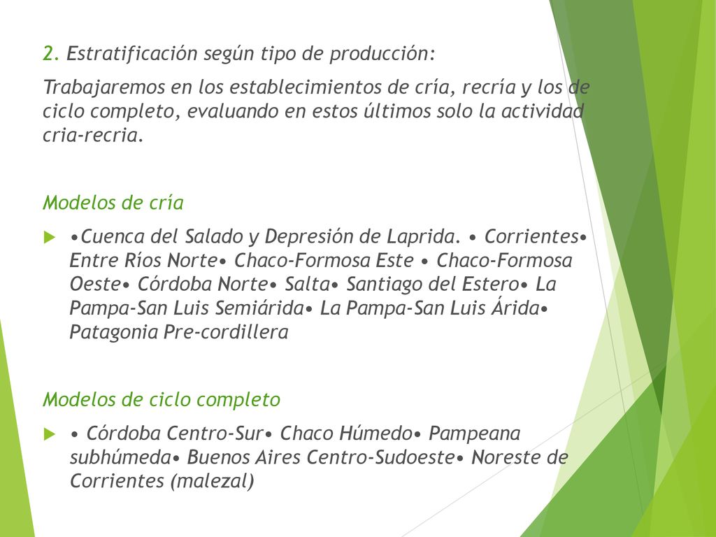 2. Estratificación según tipo de producción: