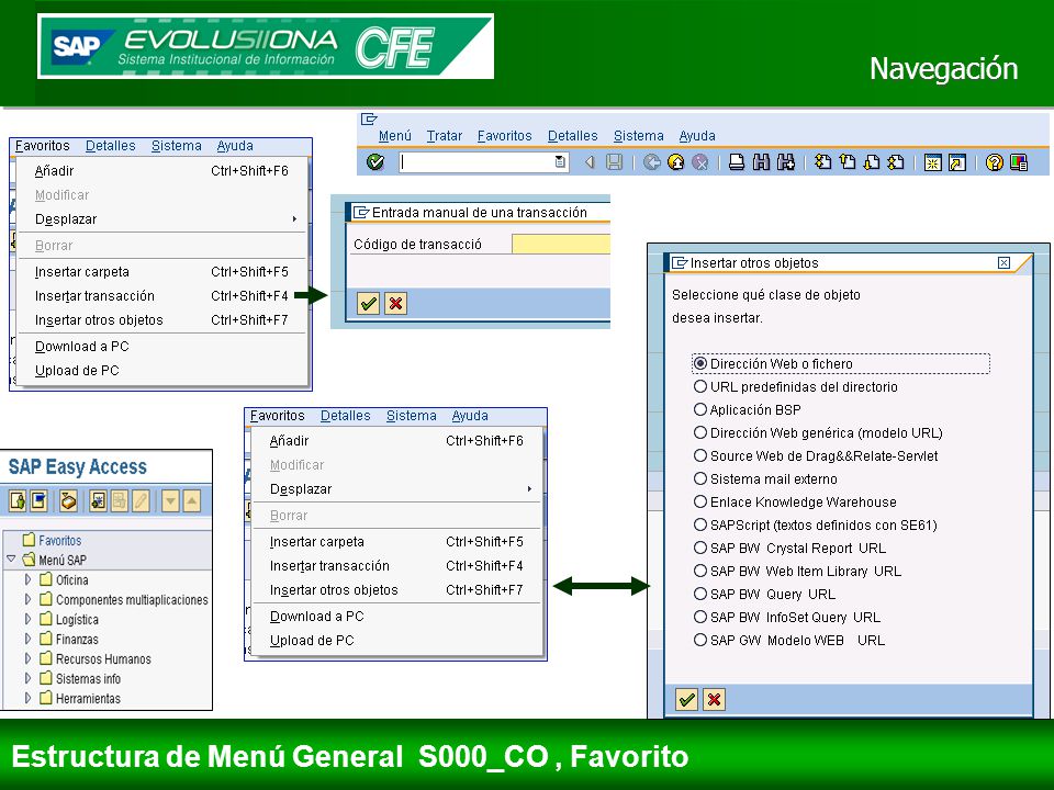 Navegación Estructura de Menú General S000_CO , Favorito