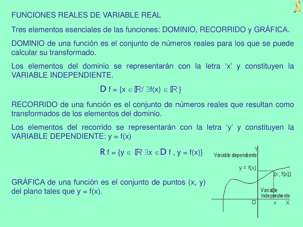 D f = {x  / f(x)  } R f = {y  / x D f , y = f(x)}