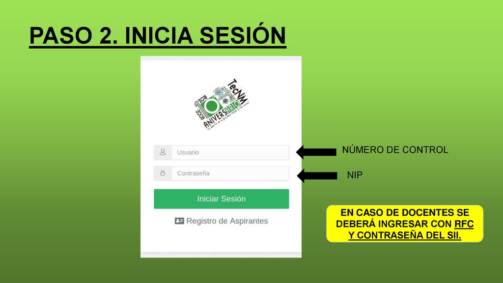 EN CASO DE DOCENTES SE DEBERÁ INGRESAR CON RFC Y CONTRASEÑA DEL SII.
