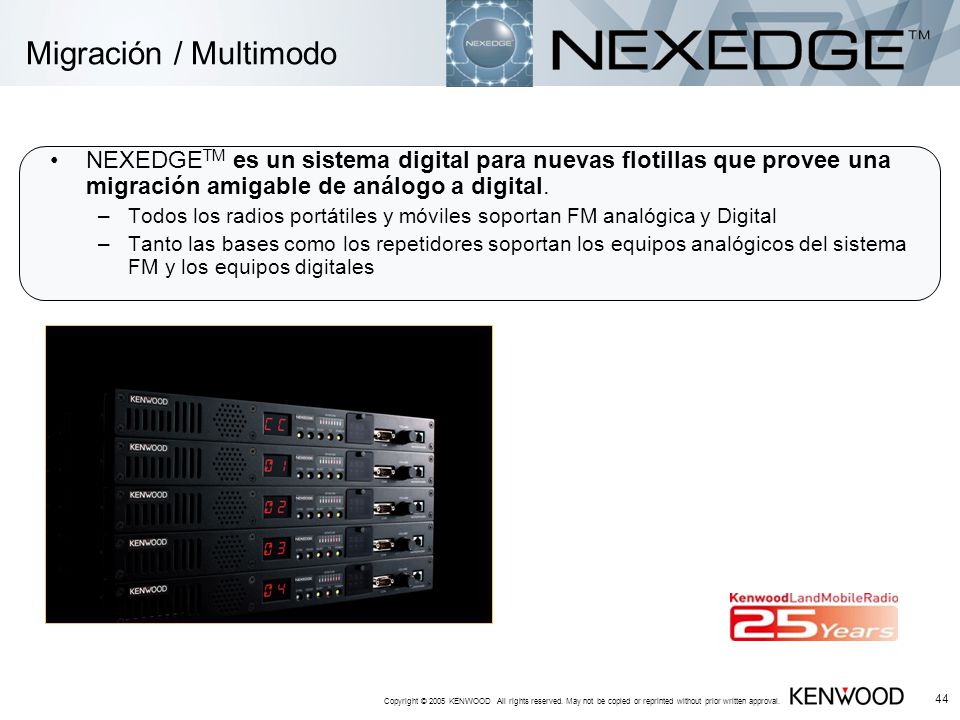Migración / Multimodo NEXEDGETM es un sistema digital para nuevas flotillas que provee una migración amigable de análogo a digital.