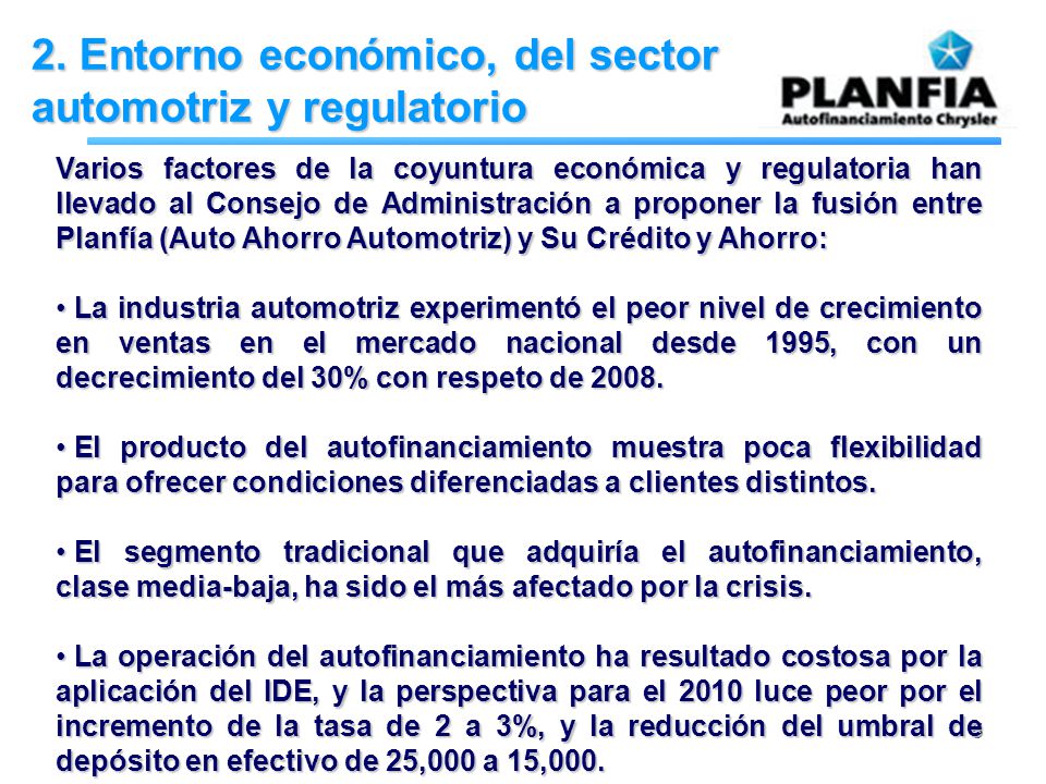 2. Entorno económico, del sector automotriz y regulatorio