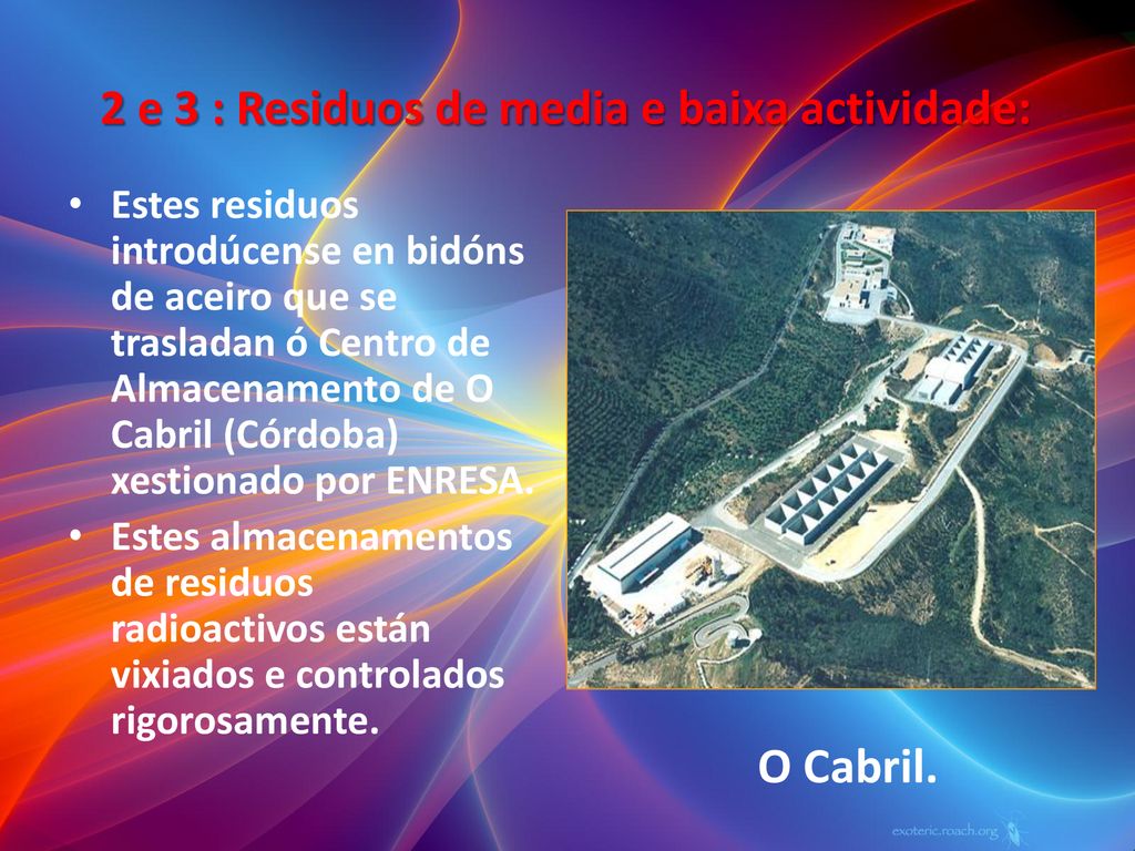 2 e 3 : Residuos de media e baixa actividade: