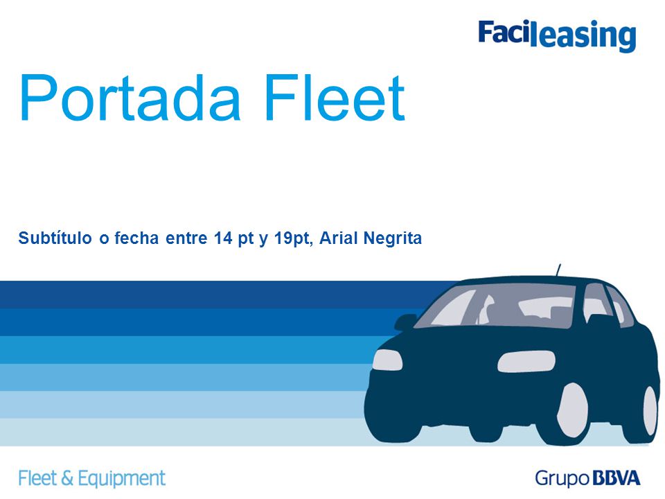 Portada Fleet Subtítulo o fecha entre 14 pt y 19pt, Arial Negrita