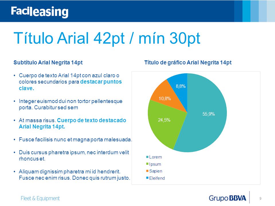 Título Arial 42pt / mín 30pt Subtítulo Arial Negrita 14pt