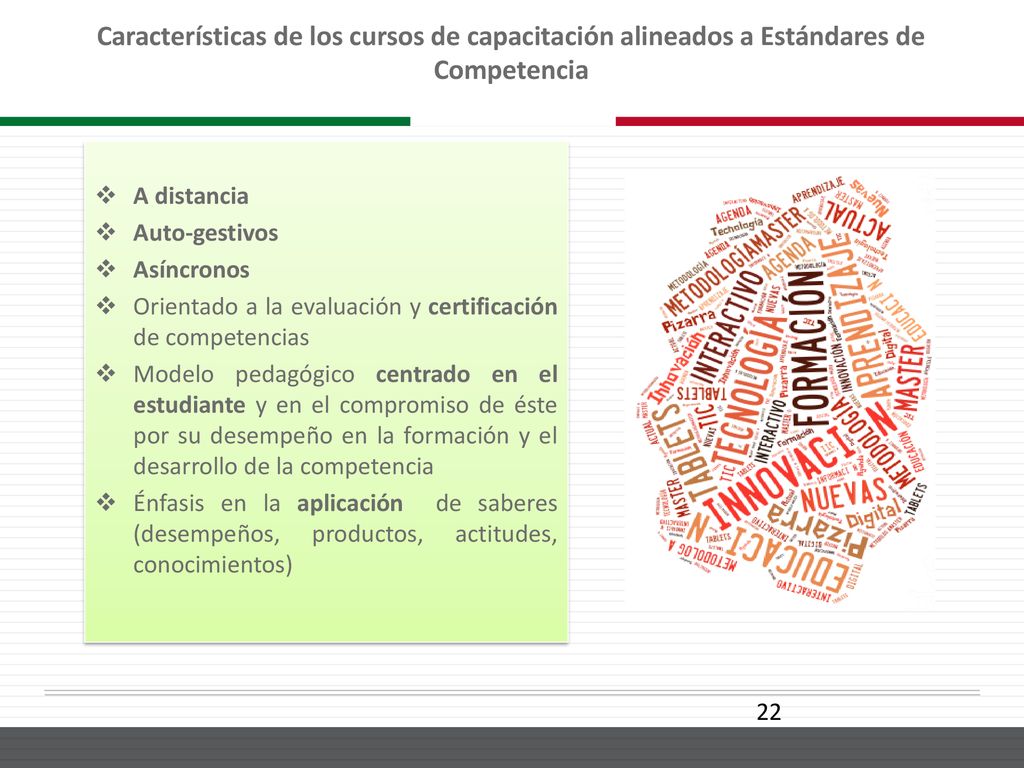 Características de los cursos de capacitación alineados a Estándares de Competencia