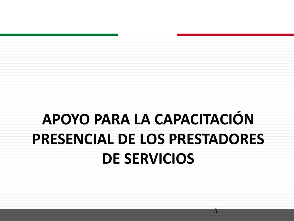 Apoyo para la Capacitación Presencial de los prestadores de servicios