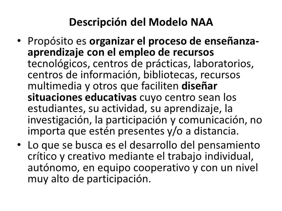 Descripción del Modelo NAA