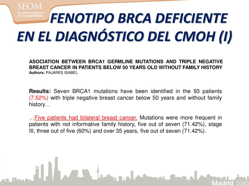 FENOTIPO BRCA DEFICIENTE EN EL DIAGNÓSTICO DEL CMOH (I)