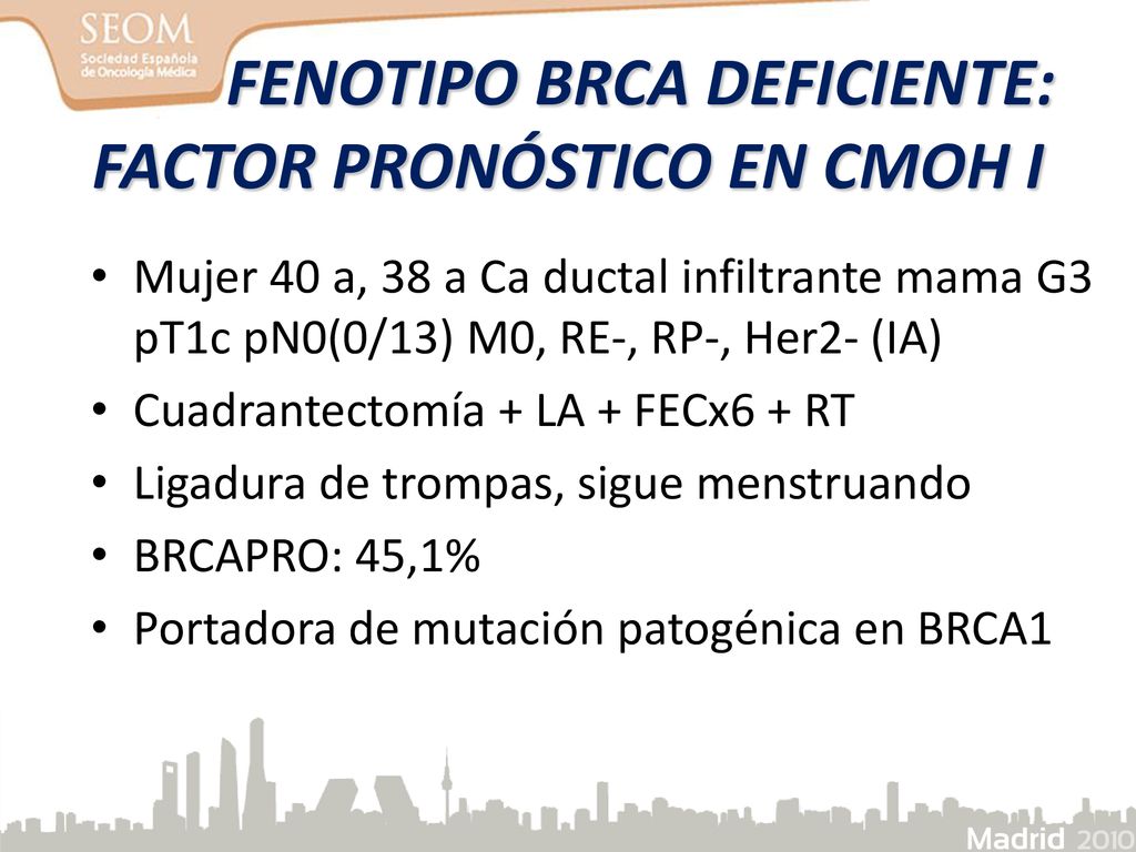 FENOTIPO BRCA DEFICIENTE: FACTOR PRONÓSTICO EN CMOH I