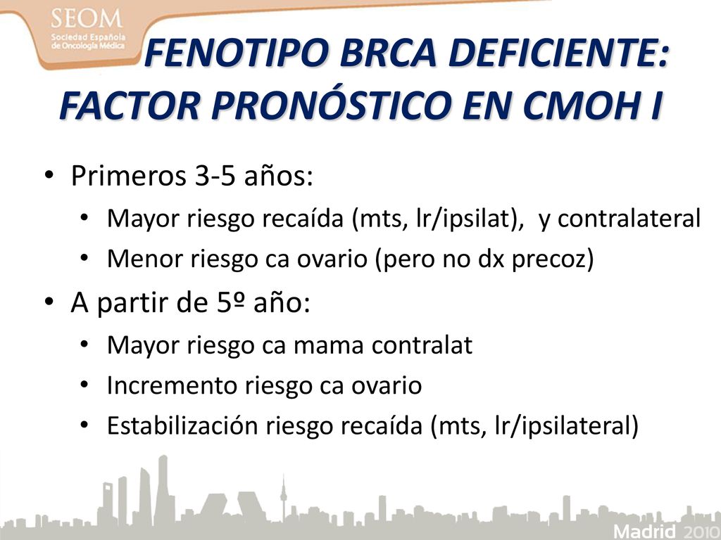 FENOTIPO BRCA DEFICIENTE: FACTOR PRONÓSTICO EN CMOH I