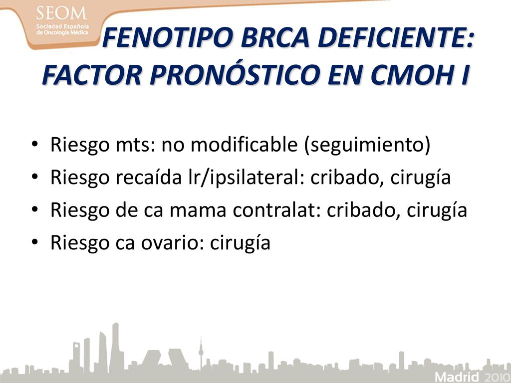 FENOTIPO BRCA DEFICIENTE: FACTOR PRONÓSTICO EN CMOH I