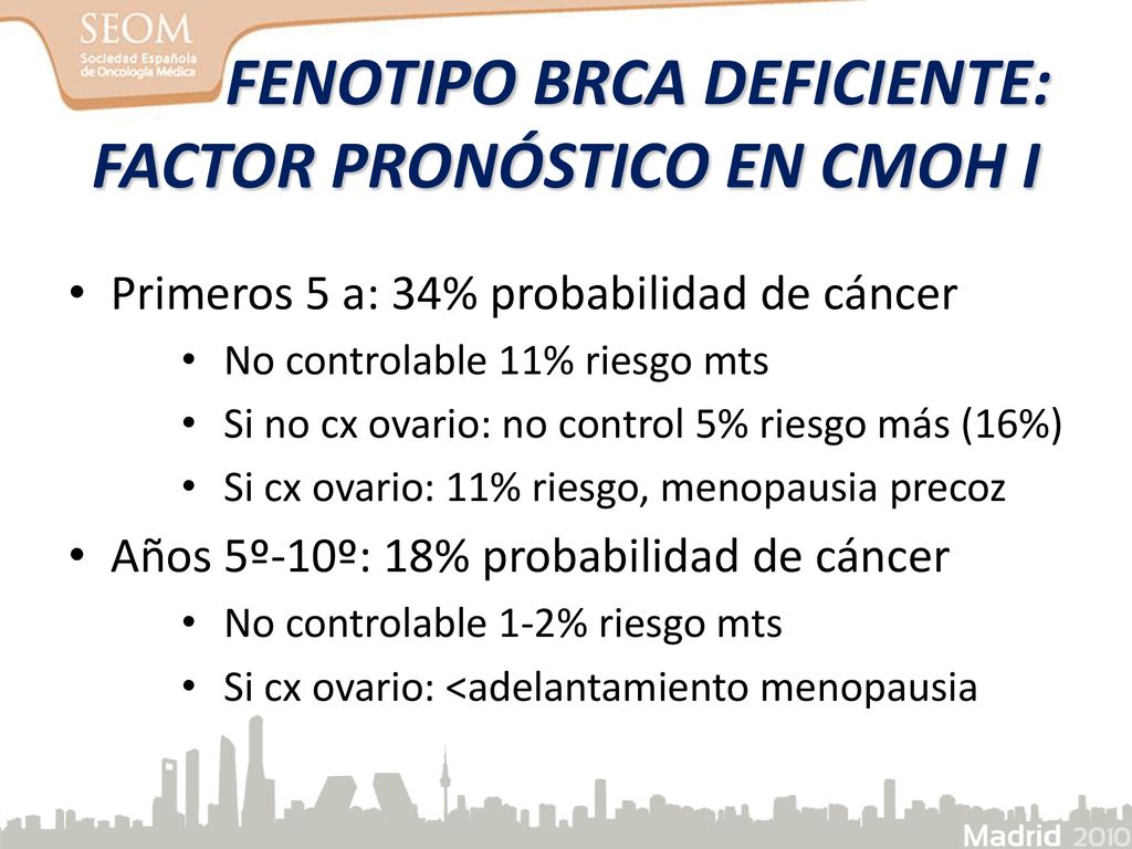 FENOTIPO BRCA DEFICIENTE: FACTOR PRONÓSTICO EN CMOH I