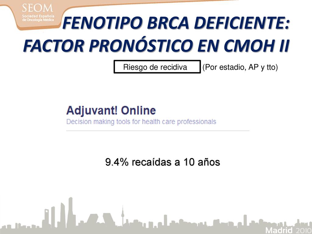 FENOTIPO BRCA DEFICIENTE: FACTOR PRONÓSTICO EN CMOH II