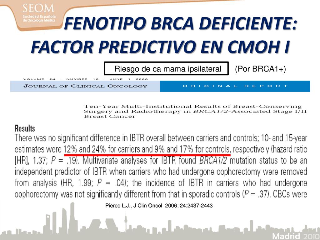 FENOTIPO BRCA DEFICIENTE: FACTOR PREDICTIVO EN CMOH I