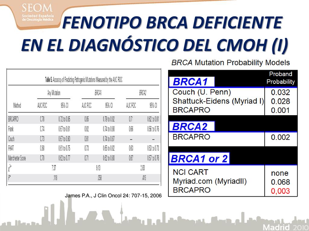 FENOTIPO BRCA DEFICIENTE EN EL DIAGNÓSTICO DEL CMOH (I)