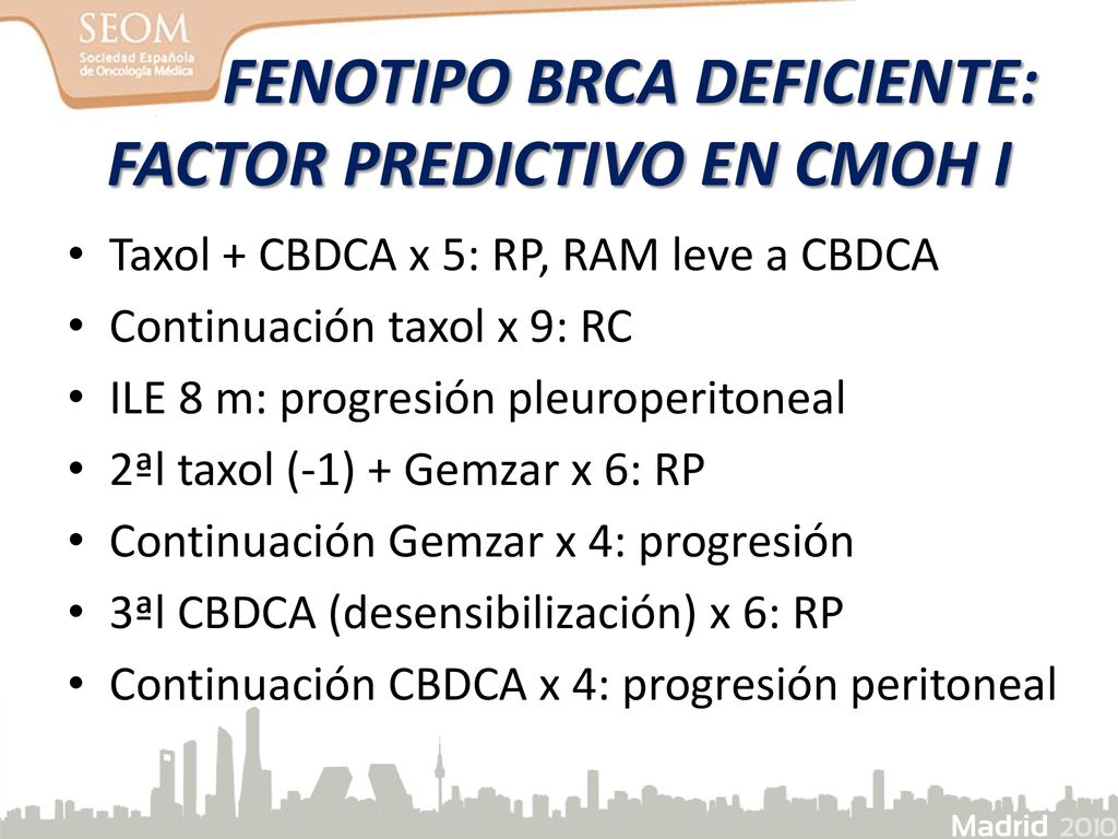 FENOTIPO BRCA DEFICIENTE: FACTOR PREDICTIVO EN CMOH I