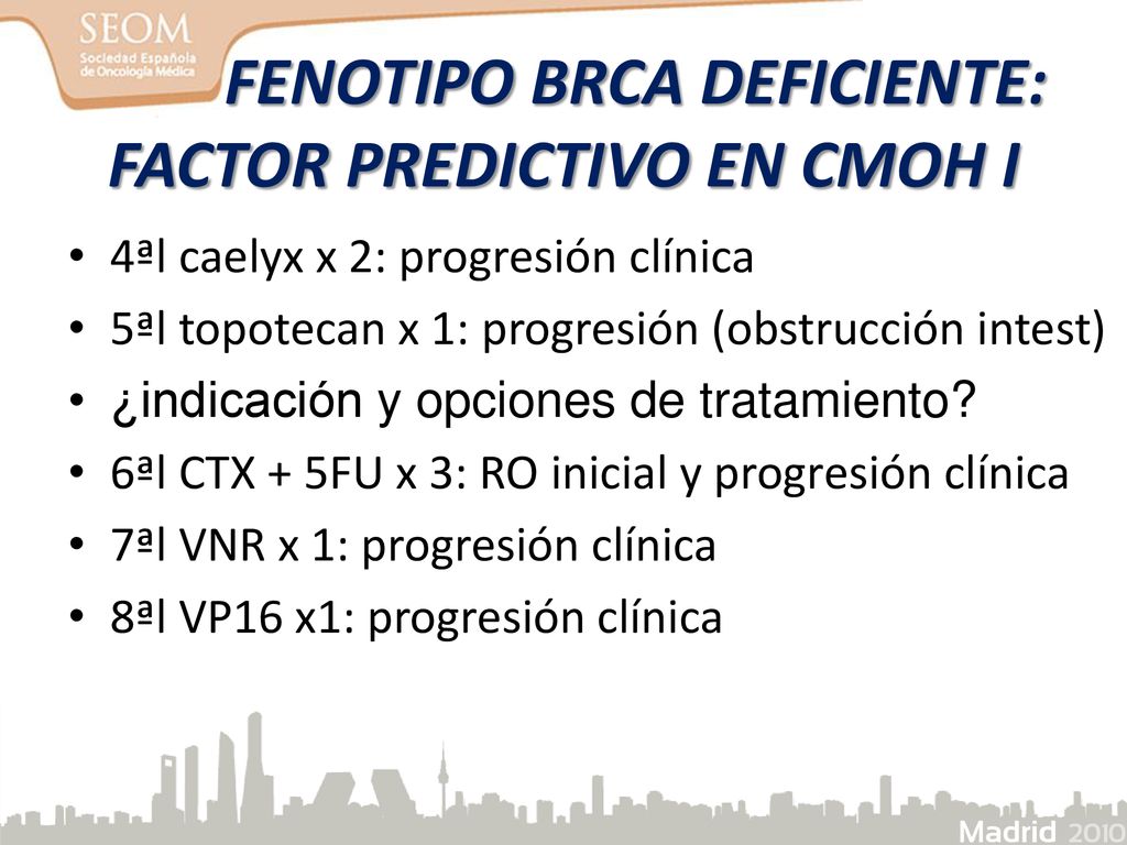 FENOTIPO BRCA DEFICIENTE: FACTOR PREDICTIVO EN CMOH I
