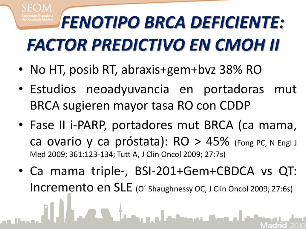 FENOTIPO BRCA DEFICIENTE: FACTOR PREDICTIVO EN CMOH II