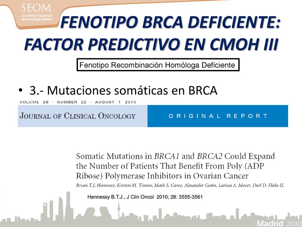 FENOTIPO BRCA DEFICIENTE: FACTOR PREDICTIVO EN CMOH III