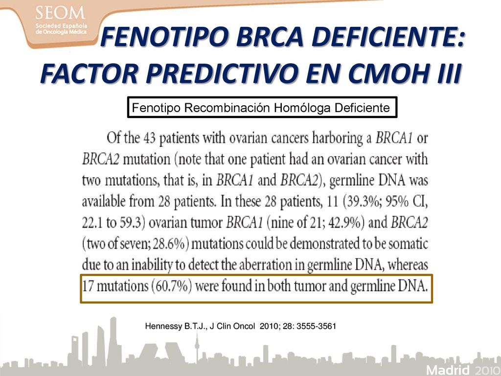 FENOTIPO BRCA DEFICIENTE: FACTOR PREDICTIVO EN CMOH III