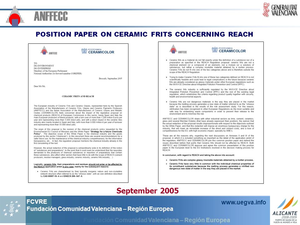 POSITION PAPER ON CERAMIC FRITS CONCERNING REACH