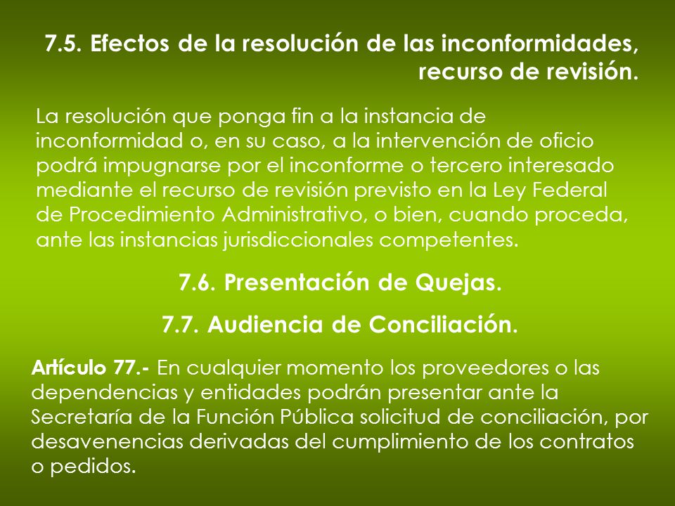 7.6. Presentación de Quejas Audiencia de Conciliación.