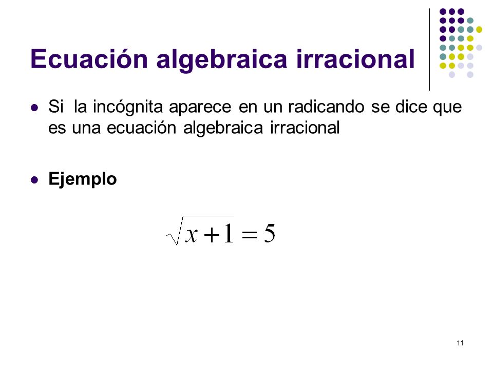 Ecuación algebraica irracional