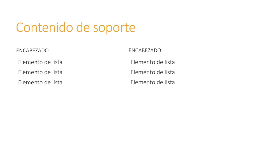 Contenido de soporte Elemento de lista Elemento de lista encabezado