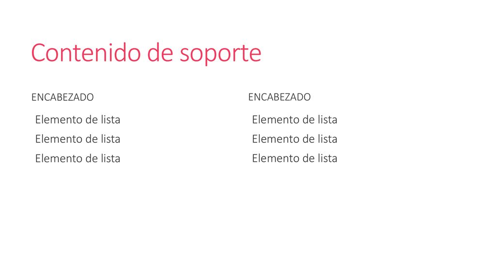 Contenido de soporte Elemento de lista Elemento de lista encabezado