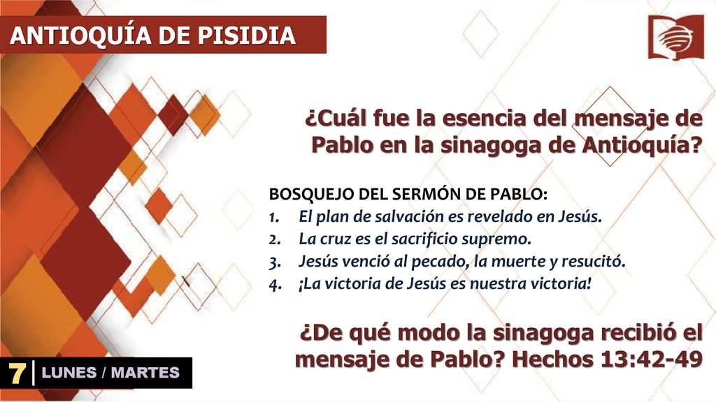 ANTIOQUÍA DE PISIDIA ¿Cuál fue la esencia del mensaje de Pablo en la sinagoga de Antioquía BOSQUEJO DEL SERMÓN DE PABLO: