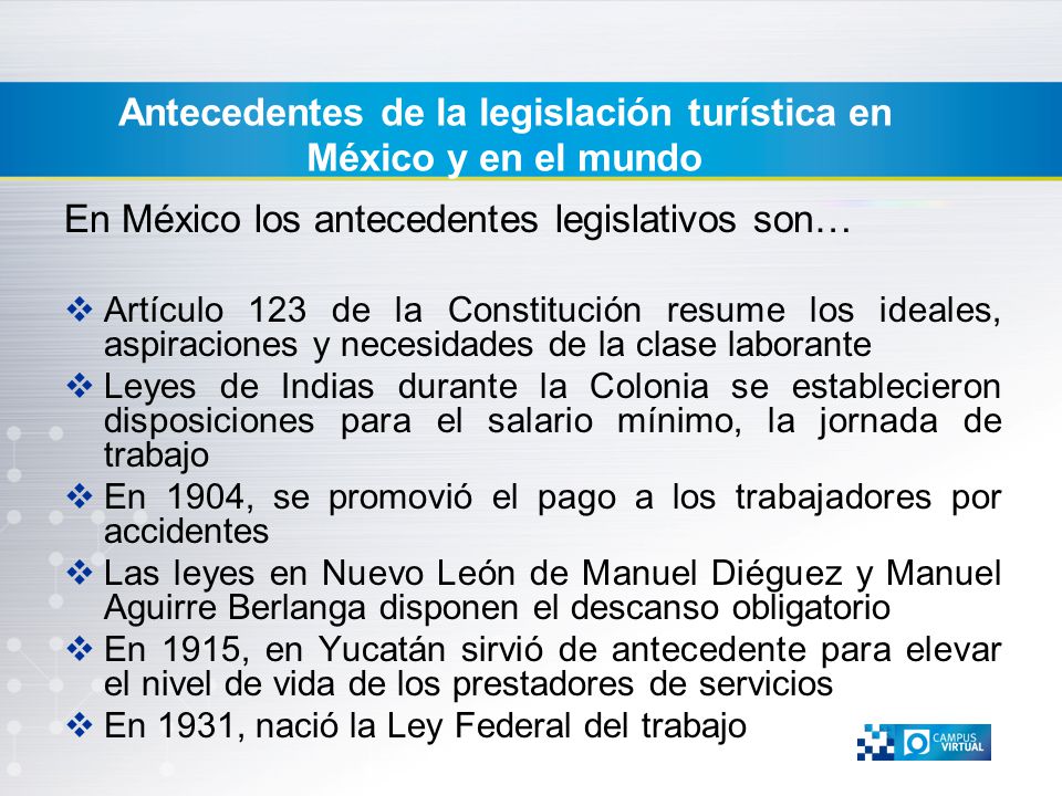 Antecedentes de la legislación turística en México y en el mundo