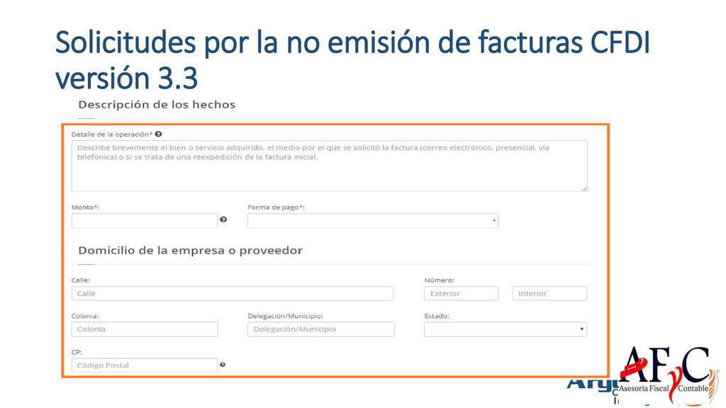 Solicitudes por la no emisión de facturas CFDI versión 3.3
