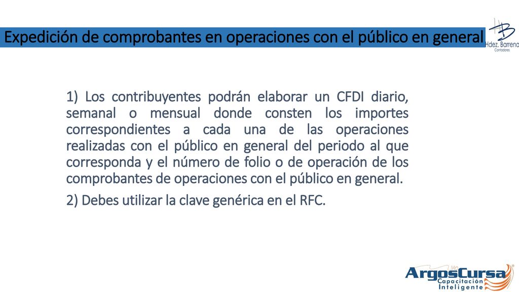 Expedición de comprobantes en operaciones con el público en general