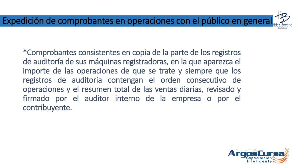Expedición de comprobantes en operaciones con el público en general