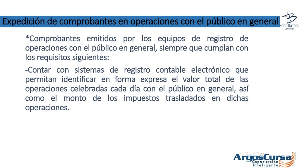 Expedición de comprobantes en operaciones con el público en general