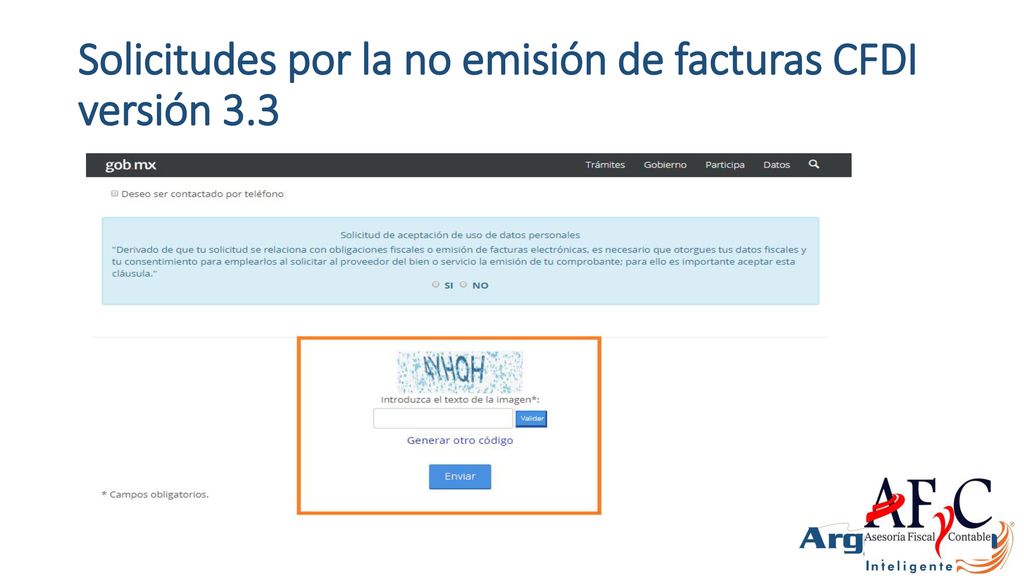 Solicitudes por la no emisión de facturas CFDI versión 3.3