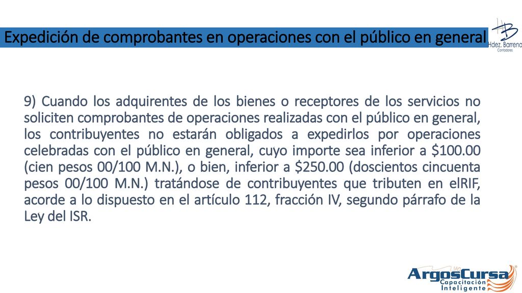 Expedición de comprobantes en operaciones con el público en general