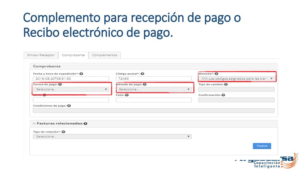 Complemento para recepción de pago o Recibo electrónico de pago.