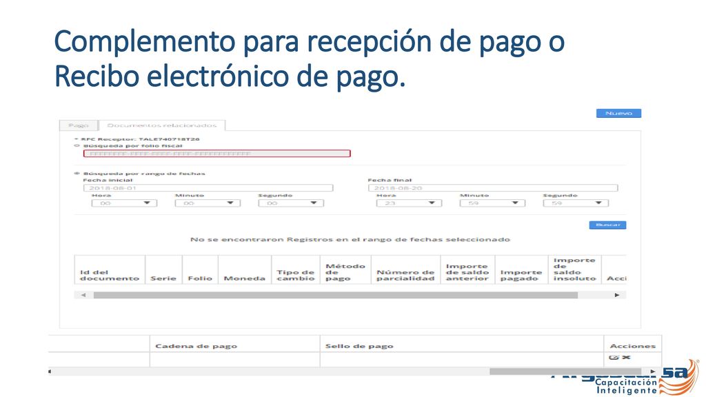 Complemento para recepción de pago o Recibo electrónico de pago.