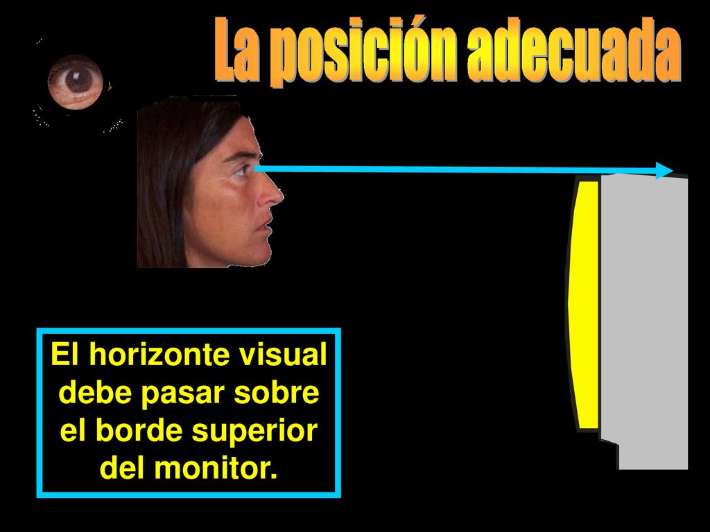 La posición adecuada El horizonte visual debe pasar sobre