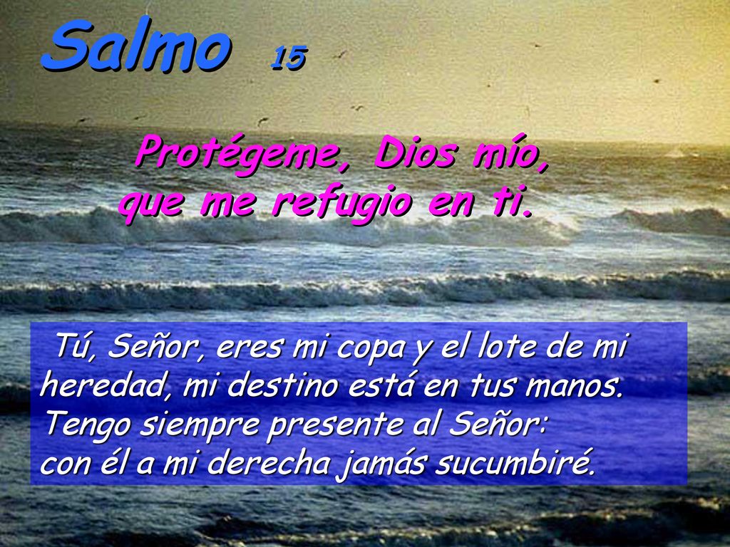 Salmo 15 Protégeme, Dios mío, que me refugio en ti.