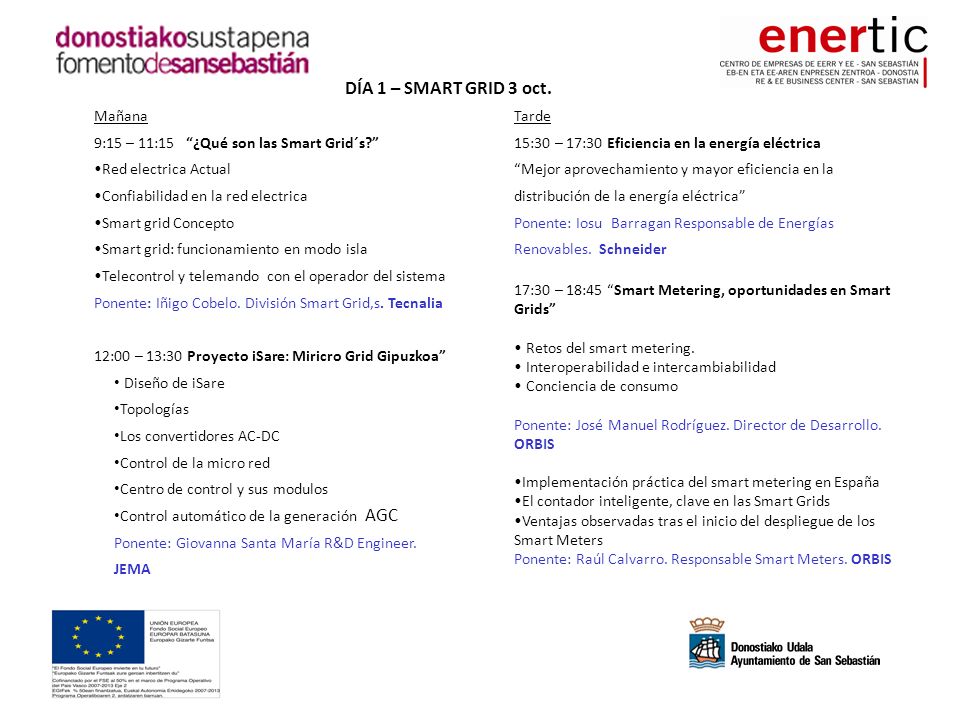 DÍA 1 – SMART GRID 3 oct. Mañana