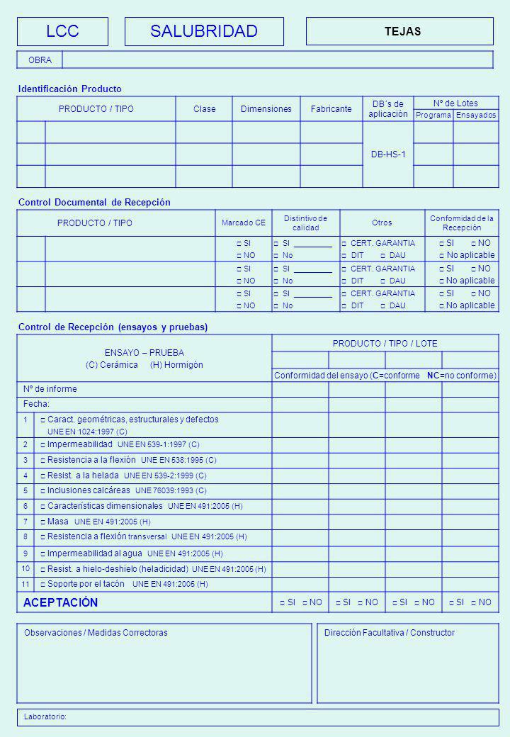 LCC SALUBRIDAD TEJAS ACEPTACIÓN Identificación Producto
